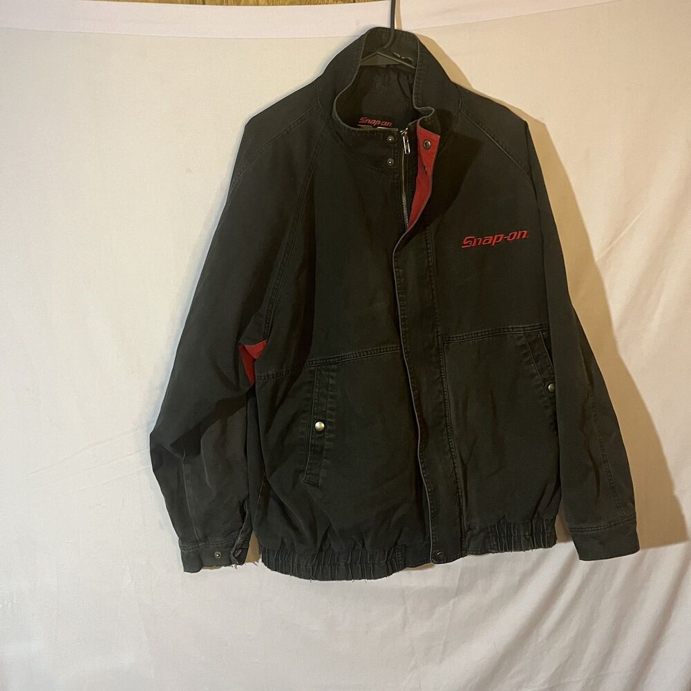 Vintage 90s Snap-on Embroidered Tool Jacket Size XXL Black Full Zip Quilted *Rd